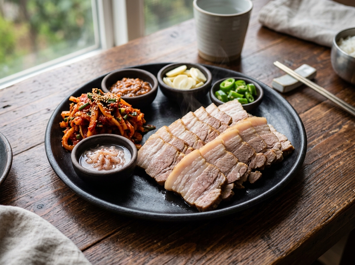 야들야들 촉촉한 듀록 보쌈 수육 조리 컷
